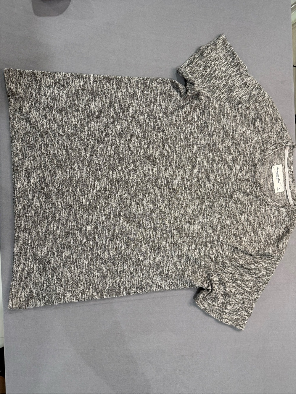 Abercrombie & Fitch Soft A&F Tee Men's Gray Heathered Logo Crew Tee L